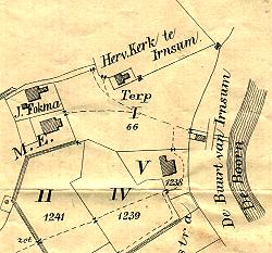 Situatie in 1901, kavel V is de (kop-hals-romp) boerderij