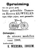 Een oude advertentie uit 1908 of 1909